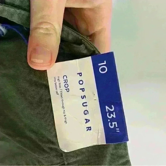 NWT pop sugar green crop wide leg flare high waist sz 10/23.5” - Picture 7 of 8